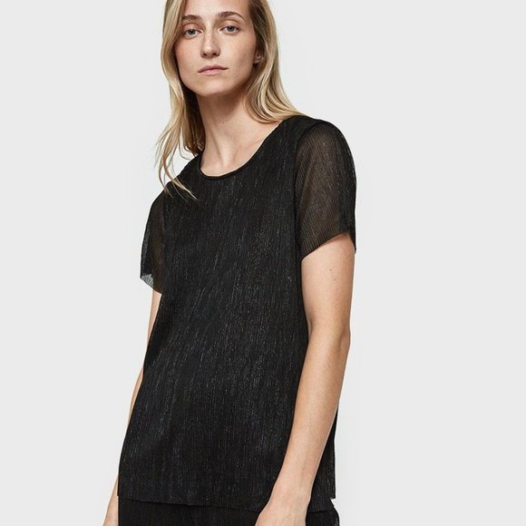 NWT JUST FEMALE Mini Pleat Shimmer Quint Tee Shirt - Picture 2 of 10